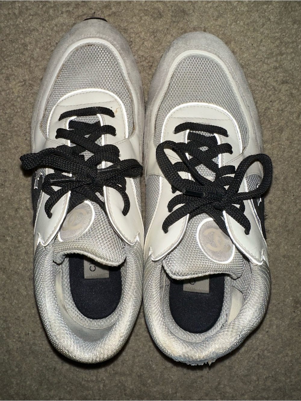 CHANEL Men’s White, Black & Gray Designer Logo Sneaker - Picture 7 of 11